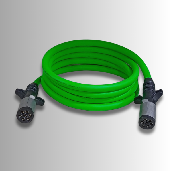 7 Way ABS Straight Through Electrical Power Cord - Green - 12ft for Trailer