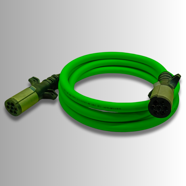 7 Way ABS Straight Through Electrical Power Cord - Green - 12ft for Trailer